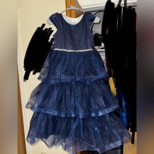 Girls blue ruffle sparkle formal/pageant dress